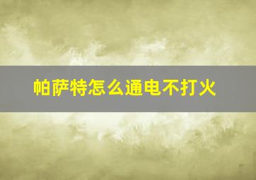 帕萨特怎么通电不打火