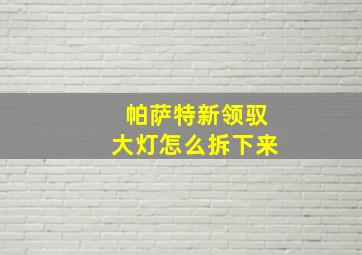 帕萨特新领驭大灯怎么拆下来