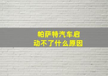 帕萨特汽车启动不了什么原因