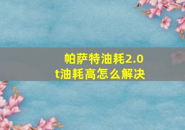 帕萨特油耗2.0t油耗高怎么解决