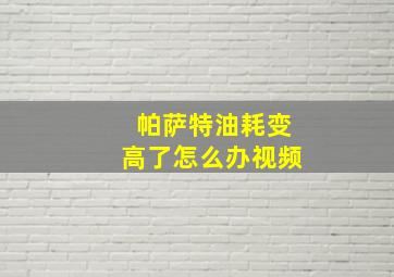 帕萨特油耗变高了怎么办视频