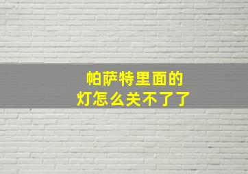 帕萨特里面的灯怎么关不了了