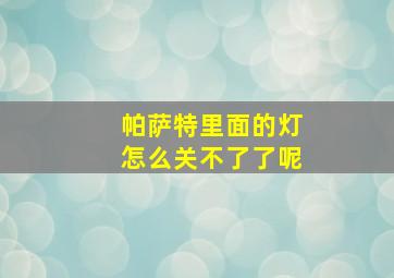 帕萨特里面的灯怎么关不了了呢