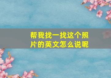 帮我找一找这个照片的英文怎么说呢