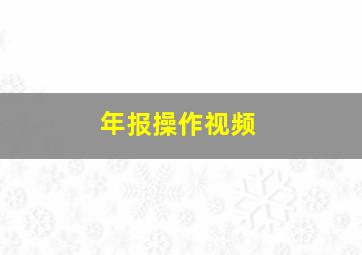 年报操作视频