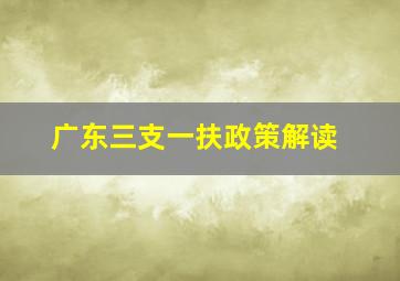 广东三支一扶政策解读