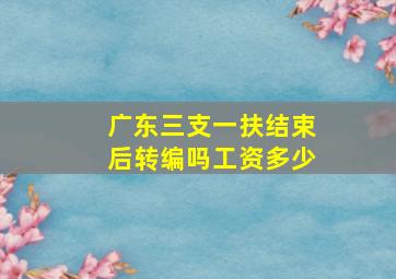 广东三支一扶结束后转编吗工资多少