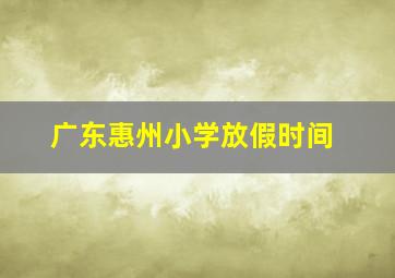 广东惠州小学放假时间