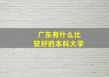 广东有什么比较好的本科大学