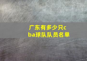 广东有多少只cba球队队员名单