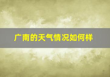 广南的天气情况如何样