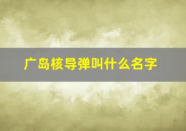 广岛核导弹叫什么名字