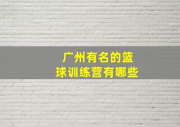 广州有名的篮球训练营有哪些