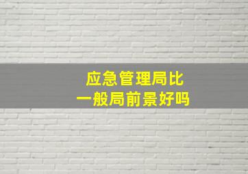 应急管理局比一般局前景好吗