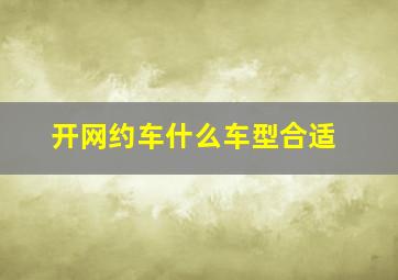 开网约车什么车型合适