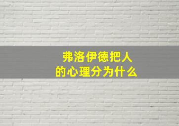 弗洛伊德把人的心理分为什么