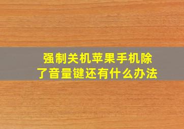 强制关机苹果手机除了音量键还有什么办法