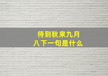 待到秋来九月八下一句是什么