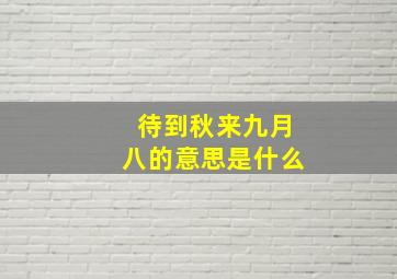 待到秋来九月八的意思是什么