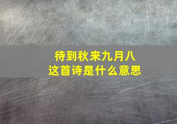 待到秋来九月八这首诗是什么意思