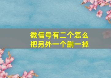 微信号有二个怎么把另外一个删一掉