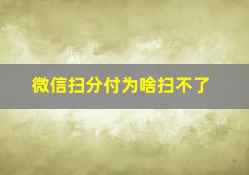 微信扫分付为啥扫不了