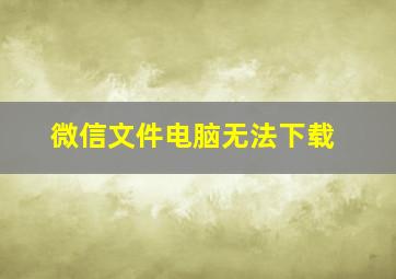 微信文件电脑无法下载