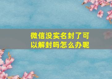 微信没实名封了可以解封吗怎么办呢