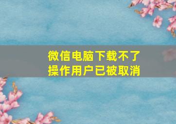 微信电脑下载不了操作用户已被取消