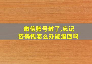 微信账号封了,忘记密码钱怎么办能退回吗