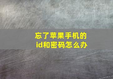 忘了苹果手机的id和密码怎么办