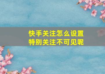 快手关注怎么设置特别关注不可见呢