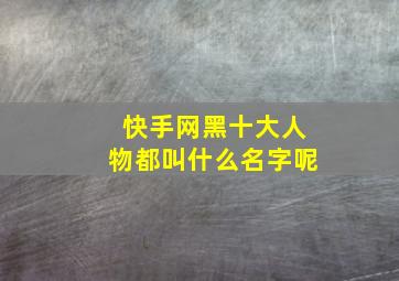 快手网黑十大人物都叫什么名字呢