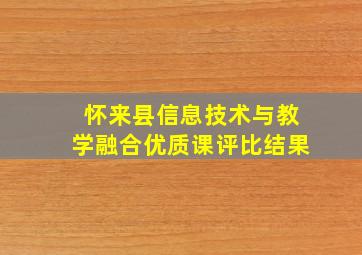 怀来县信息技术与教学融合优质课评比结果