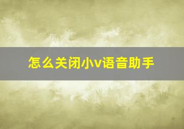 怎么关闭小v语音助手