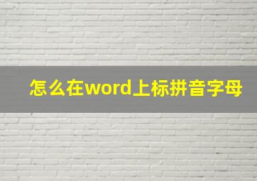 怎么在word上标拼音字母