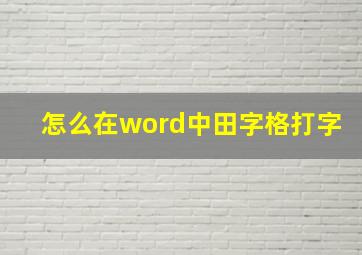 怎么在word中田字格打字