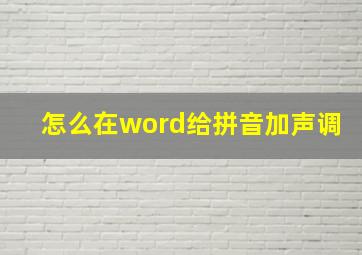 怎么在word给拼音加声调