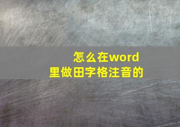 怎么在word里做田字格注音的