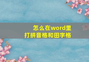 怎么在word里打拼音格和田字格