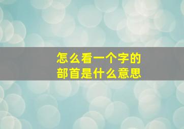 怎么看一个字的部首是什么意思