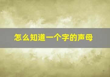 怎么知道一个字的声母