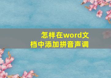 怎样在word文档中添加拼音声调