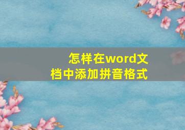 怎样在word文档中添加拼音格式