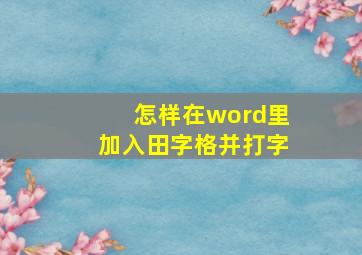 怎样在word里加入田字格并打字