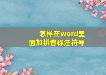 怎样在word里面加拼音标注符号