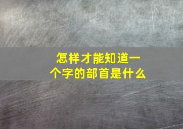 怎样才能知道一个字的部首是什么