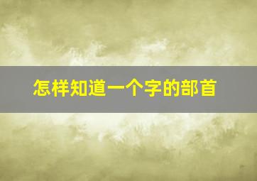 怎样知道一个字的部首