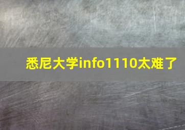 悉尼大学info1110太难了