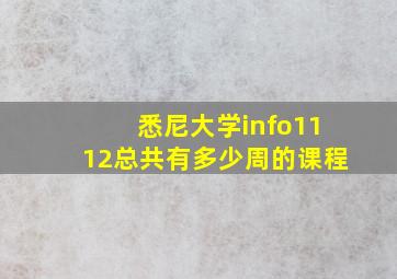 悉尼大学info1112总共有多少周的课程